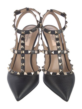 Valentino Rockstud Accents Leather T-Strap Pumps