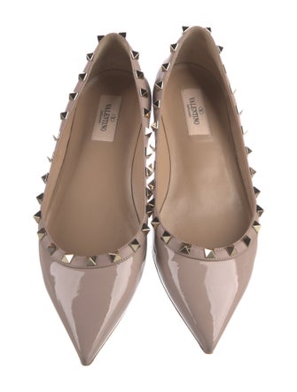 Valentino Rockstud Accents Patent Leather Ballet Flats