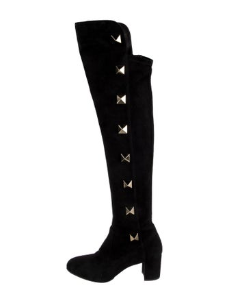 Valentino Rockstud Accents Suede Boots
