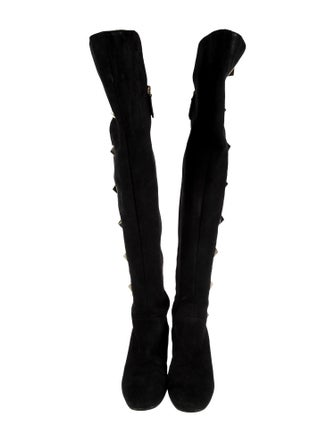 Valentino Rockstud Accents Suede Boots