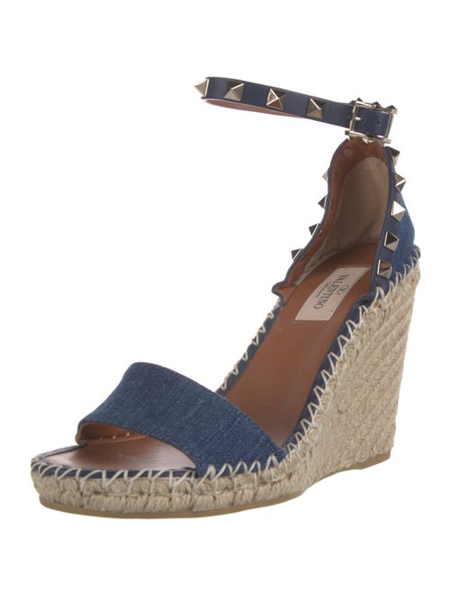 Valentino Rockstud Accents Denim Espadrilles