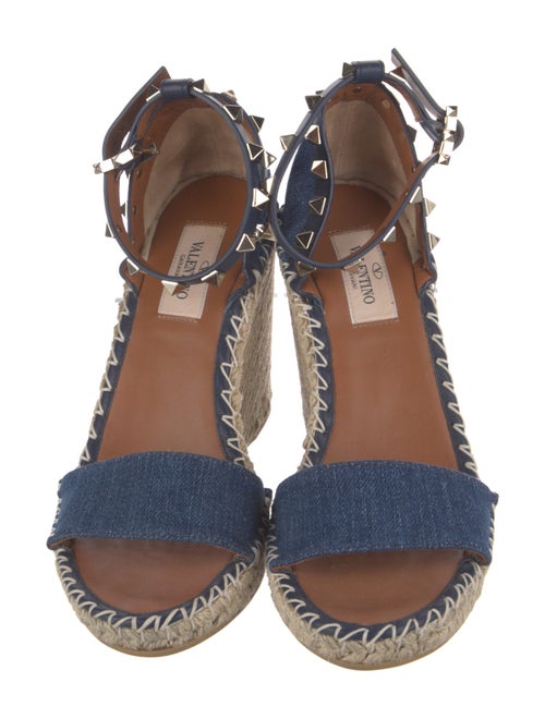 Valentino Rockstud Accents Denim Espadrilles