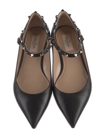 Valentino Rockstud Accents Leather Mary Jane Flats