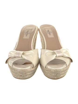Valentino Patent Leather Bow Accents Mules