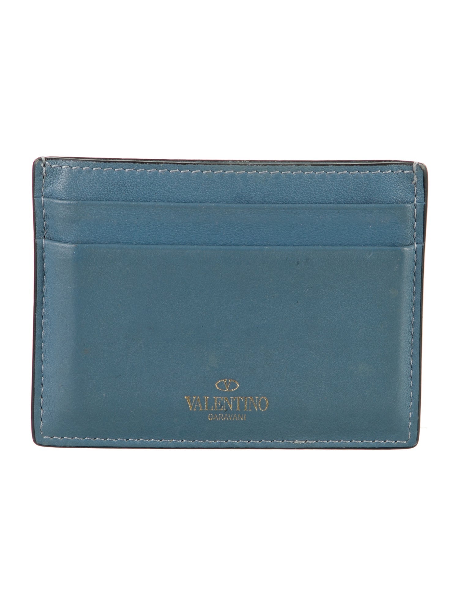 Valentino Rockstud Accents Leather Card Holder