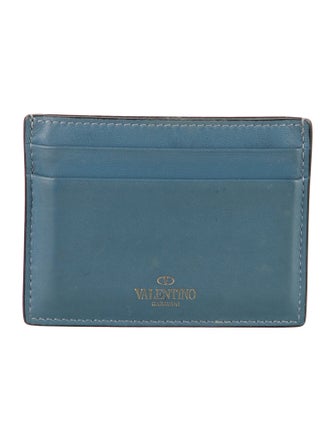 Valentino Rockstud Accents Leather Card Holder