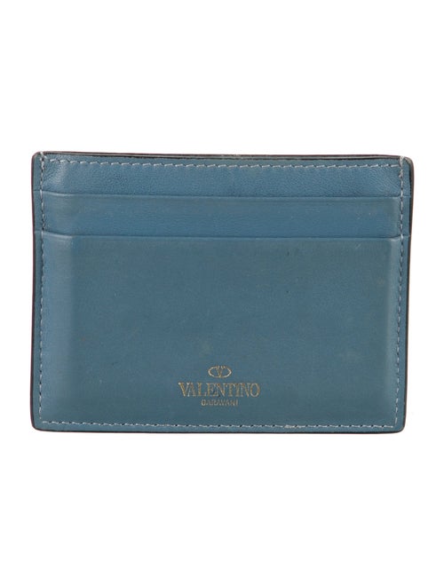 Valentino Rockstud Accents Leather Card Holder