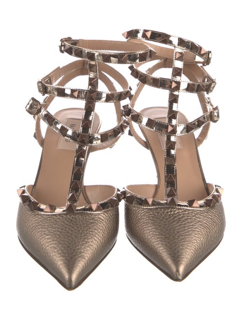 Valentino Rockstud Accents Leather T-Strap Pumps