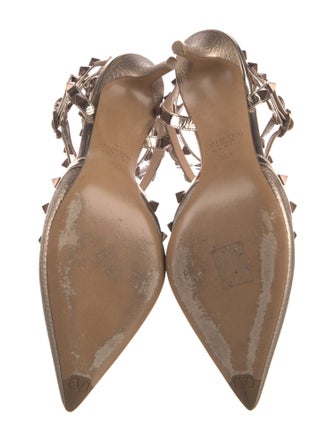 Valentino Rockstud Accents Leather T-Strap Pumps