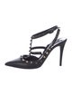 Valentino Leather Studded Accents T-Strap Pumps