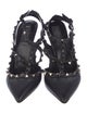 Valentino Leather Studded Accents T-Strap Pumps
