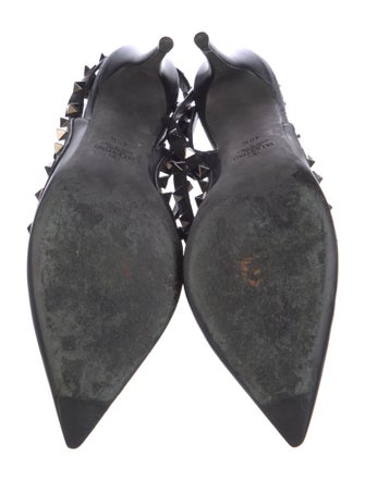 Valentino Leather Studded Accents T-Strap Pumps