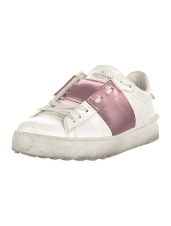Valentino Rockstud Accents Leather Sneakers