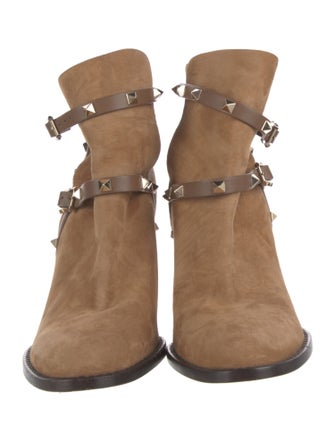 Valentino Rockstud Accents Suede Boots