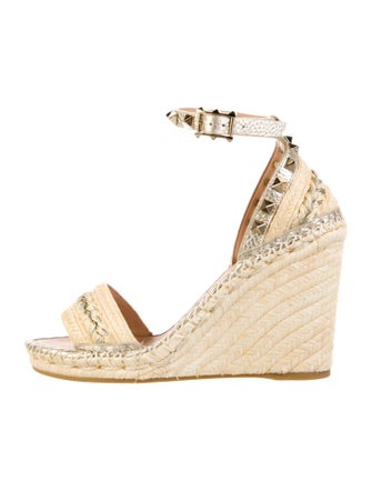 Valentino Rockstud Accents Leather Espadrilles