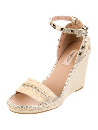 Valentino Rockstud Accents Leather Espadrilles