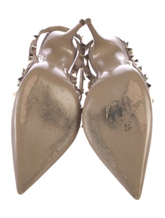 Valentino Rockstud Accents Patent Leather T-Strap Pumps