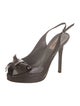 Valentino Faux Pearl Accents Patent Leather Slingback Pumps
