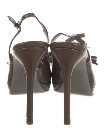 Valentino Faux Pearl Accents Patent Leather Slingback Pumps