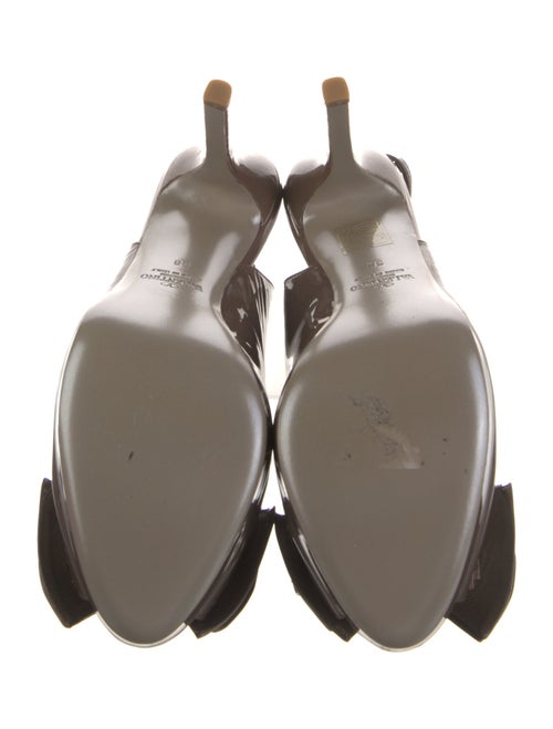 Valentino Faux Pearl Accents Patent Leather Slingback Pumps