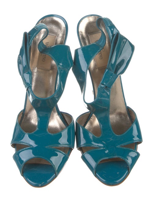 Valentino Patent Leather Bow Accents T-Strap Pumps