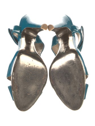 Valentino Patent Leather Bow Accents T-Strap Pumps