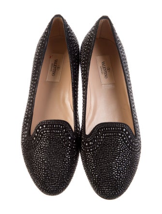 Valentino Crystal Beaded Accents Loafers
