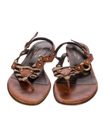 Valentino Leather Animal Print Slingback Sandals