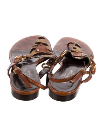 Valentino Leather Animal Print Slingback Sandals