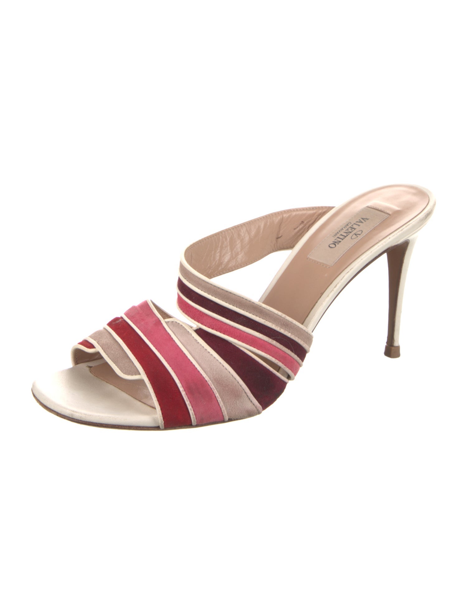 Valentino Suede Striped Slides