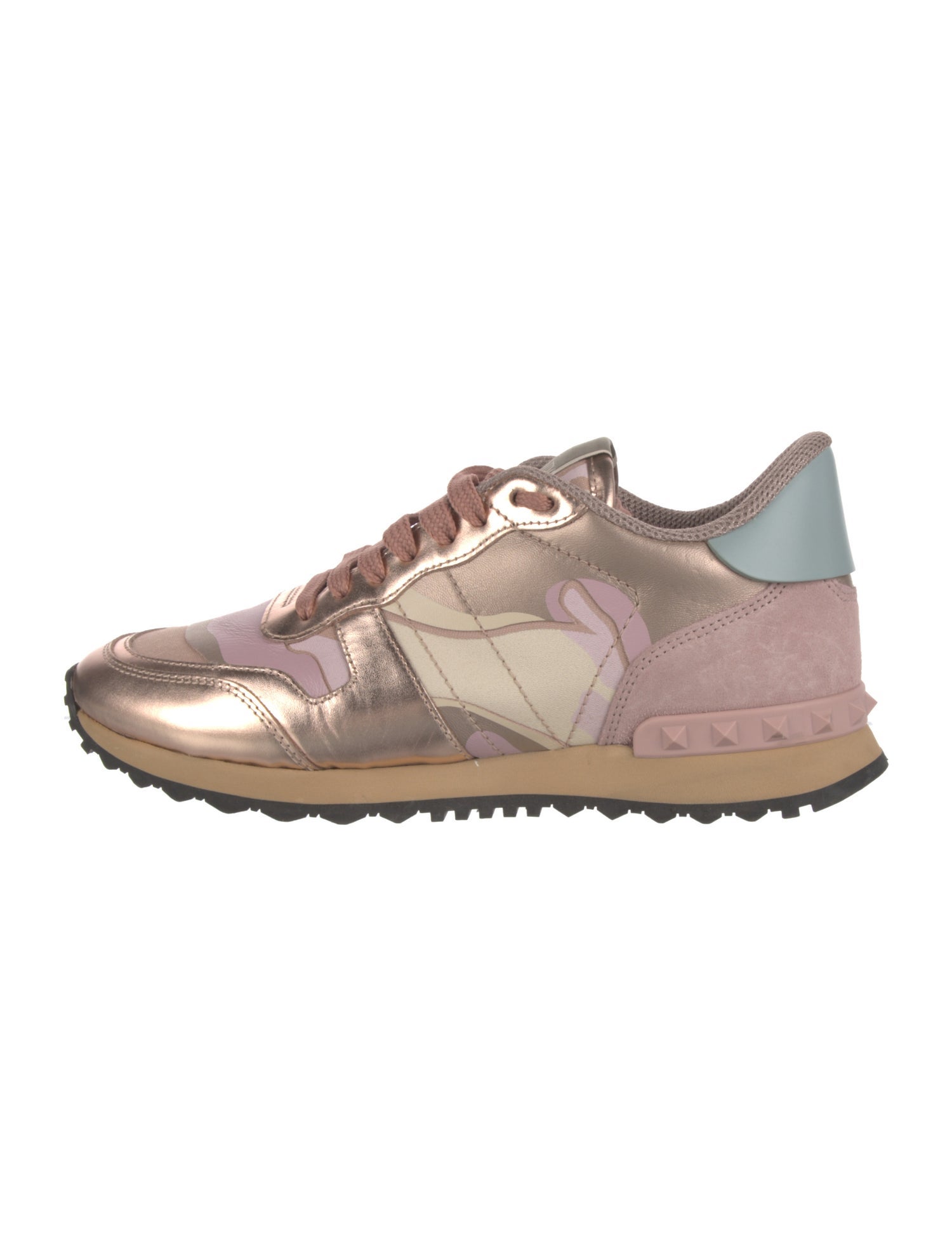 Valentino Rockstud Accents Leather Athletic Sneakers