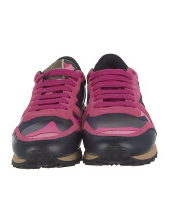 Valentino Rockstud Accents Leather Athletic Sneakers