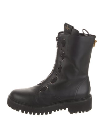 Valentino Leather Combat Boots