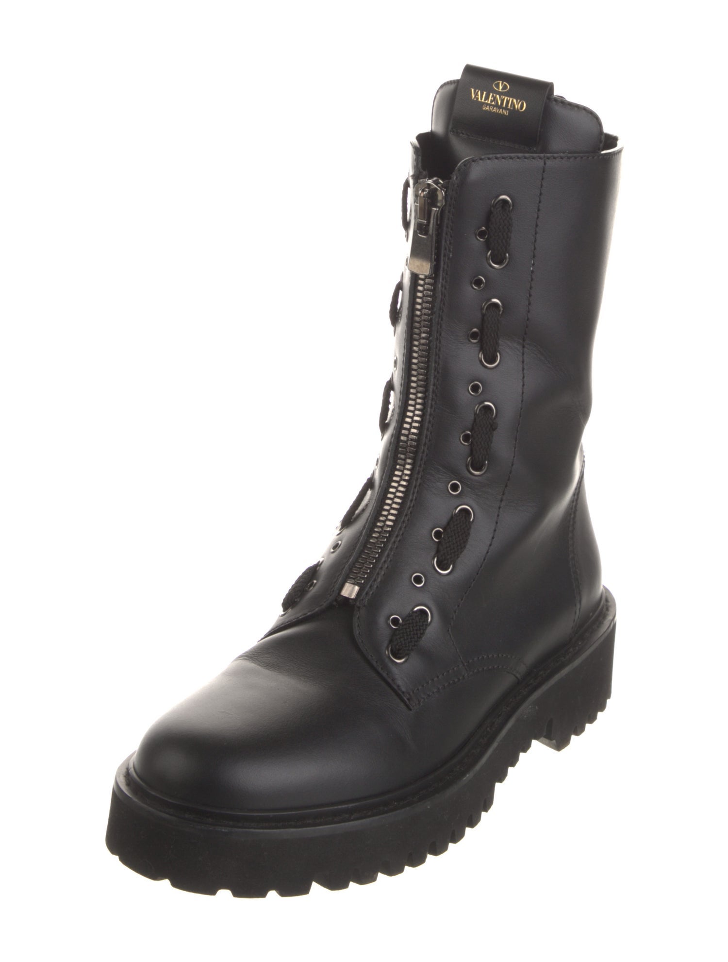 Valentino Leather Combat Boots