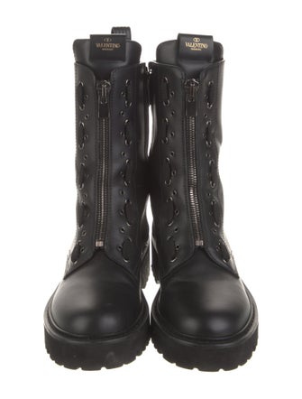 Valentino Leather Combat Boots