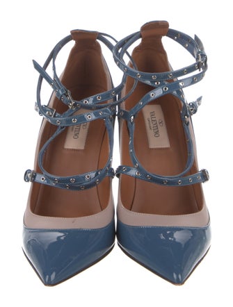 Valentino Patent Leather Studded Accents Pumps