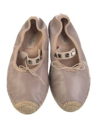 Valentino Rockstud Accents Leather Espadrilles