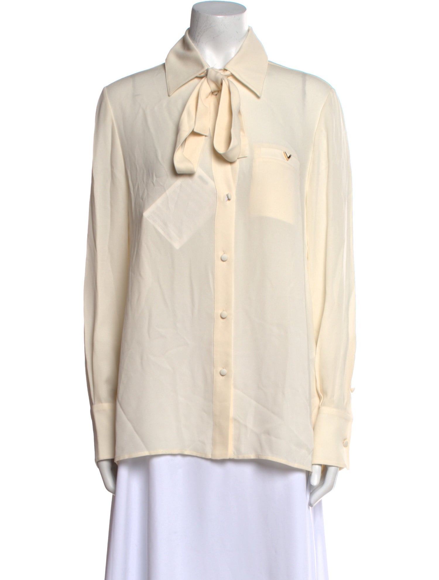 Valentino Silk Long Sleeve Button-Up Top