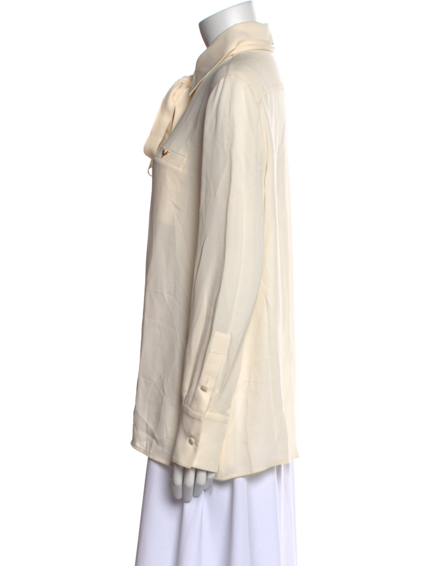 Valentino Silk Long Sleeve Button-Up Top