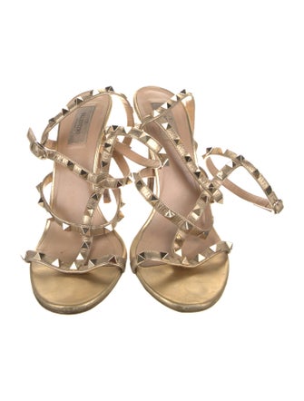 Valentino Rockstud Accents Leather Gladiator Sandals