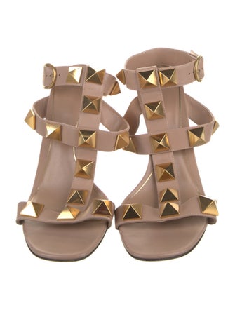 Valentino Rockstud Accents Leather Gladiator Sandals
