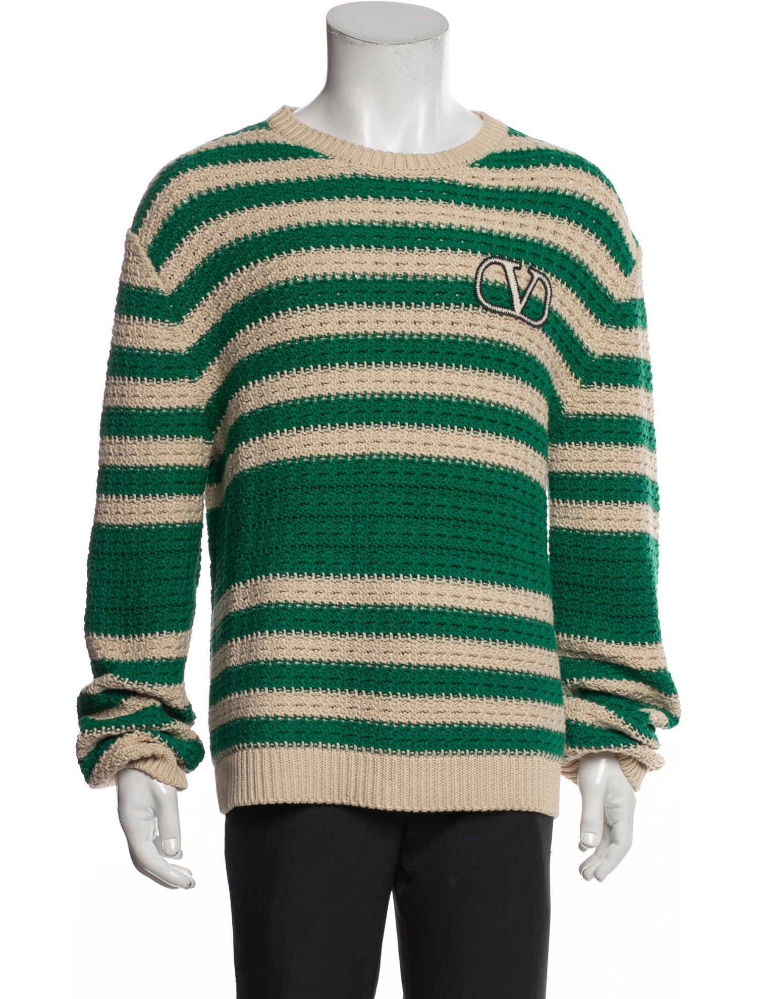 Valentino Striped Crew Neck Pullover