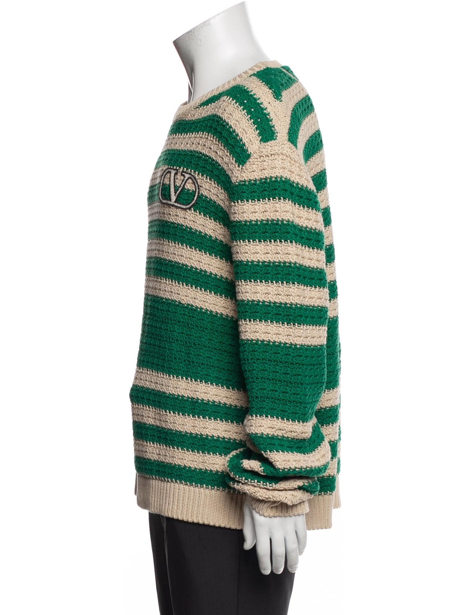 Valentino Striped Crew Neck Pullover