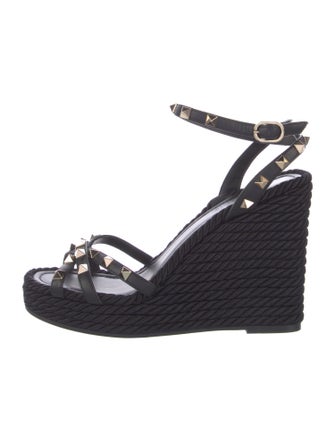 Valentino Rockstud Accents Leather Espadrilles