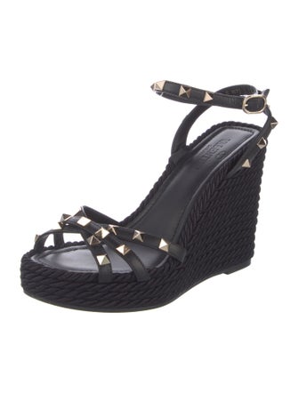 Valentino Rockstud Accents Leather Espadrilles