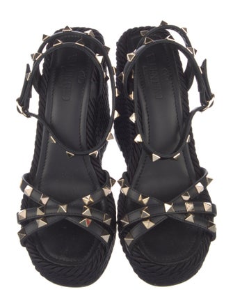 Valentino Rockstud Accents Leather Espadrilles