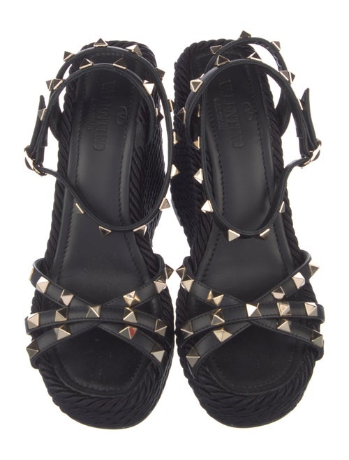 Valentino Rockstud Accents Leather Espadrilles