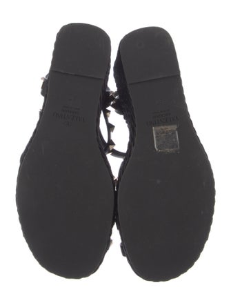 Valentino Rockstud Accents Leather Espadrilles