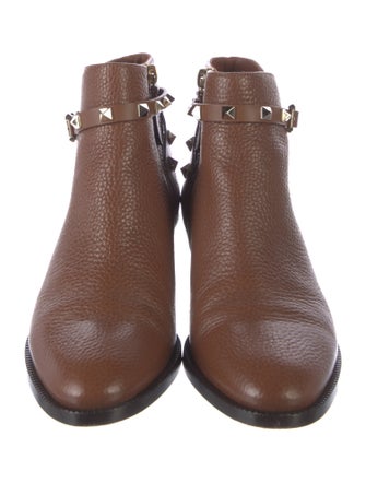 Valentino Rockstud Accents Leather Moto Boots