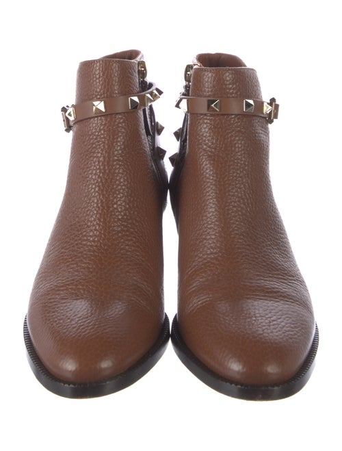 Valentino Rockstud Accents Leather Moto Boots